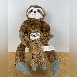 Cloud Island Mom and Baby Sloth Plush and Rattle Set